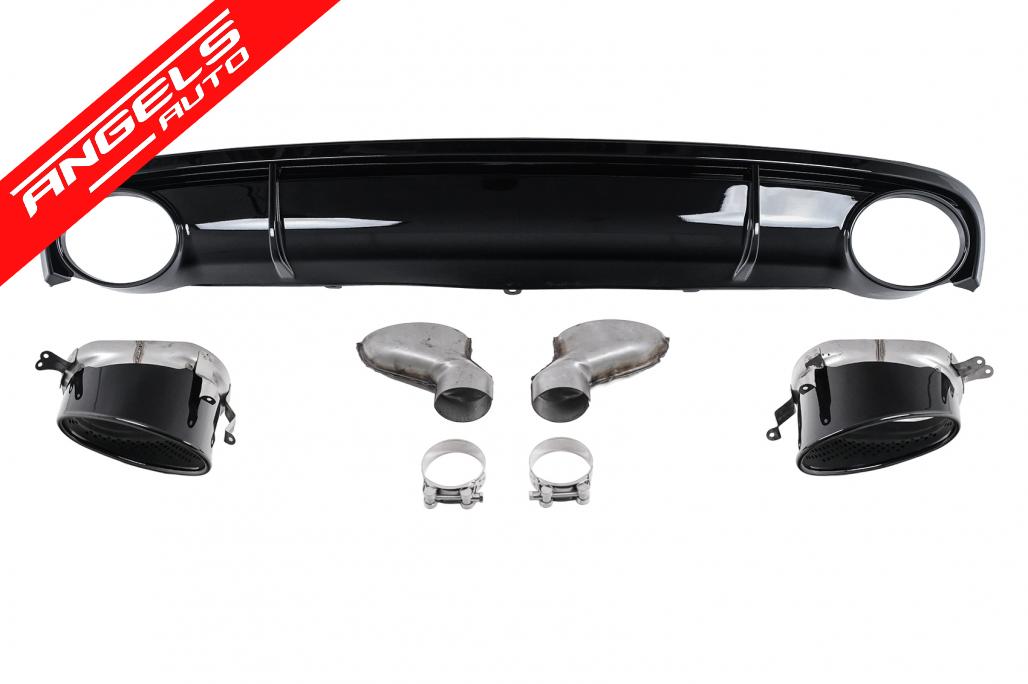 Difuzor Bara Spate si Tobe Evacuare compatibil cu Audi A7 4G (2010-2014) RS7 Design Negru