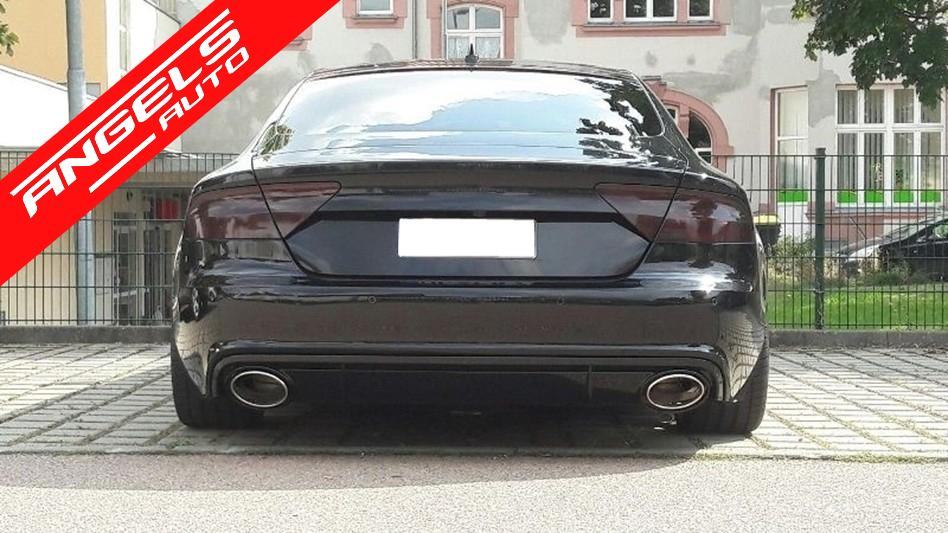 Difuzor Bara Spate si Tobe Evacuare compatibil cu Audi A7 4G (2010-2014) RS7 Design Negru - imagine 10