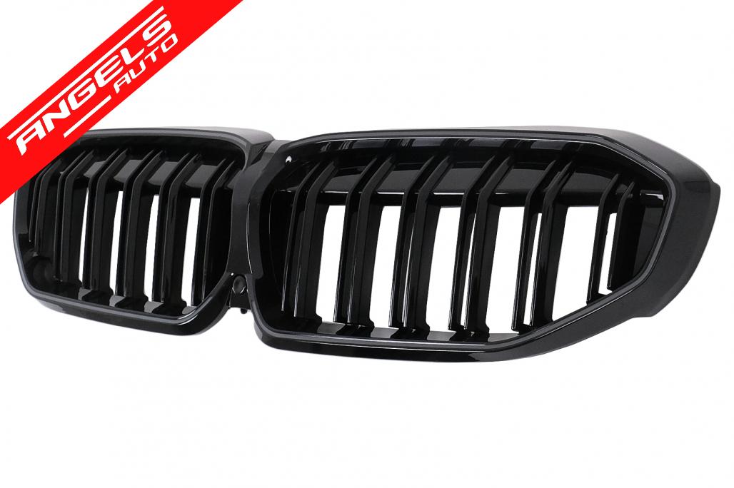 Grile Centrale cu LED compatibile cu BMW Seria 3 G20 Sedan G21 Touring (2019-2022) Negru Lucios luminate - imagine 3