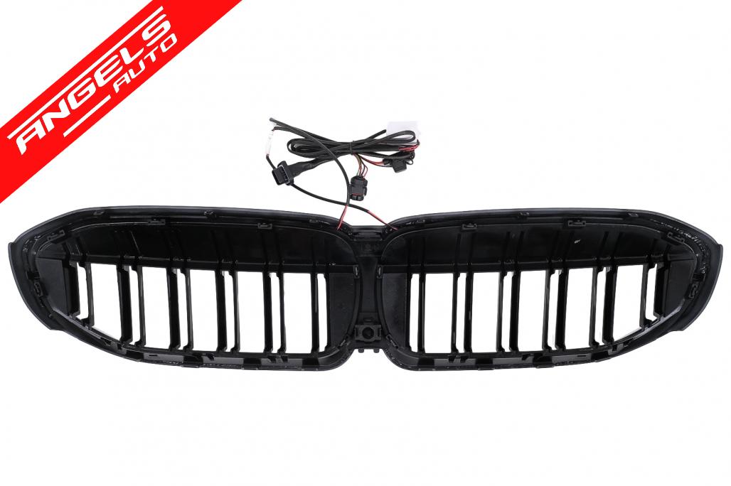 Grile Centrale cu LED compatibile cu BMW Seria 3 G20 Sedan G21 Touring (2019-2022) Negru Lucios luminate - imagine 6