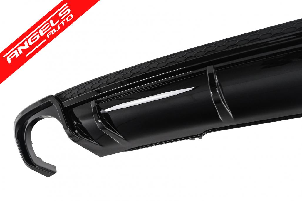 Difuzor Bara Spate si Tobe Evacuare compatibil cu Audi A4 B9 8W (2016-2018) Sedan Avant RS4 Design Negru - imagine 4