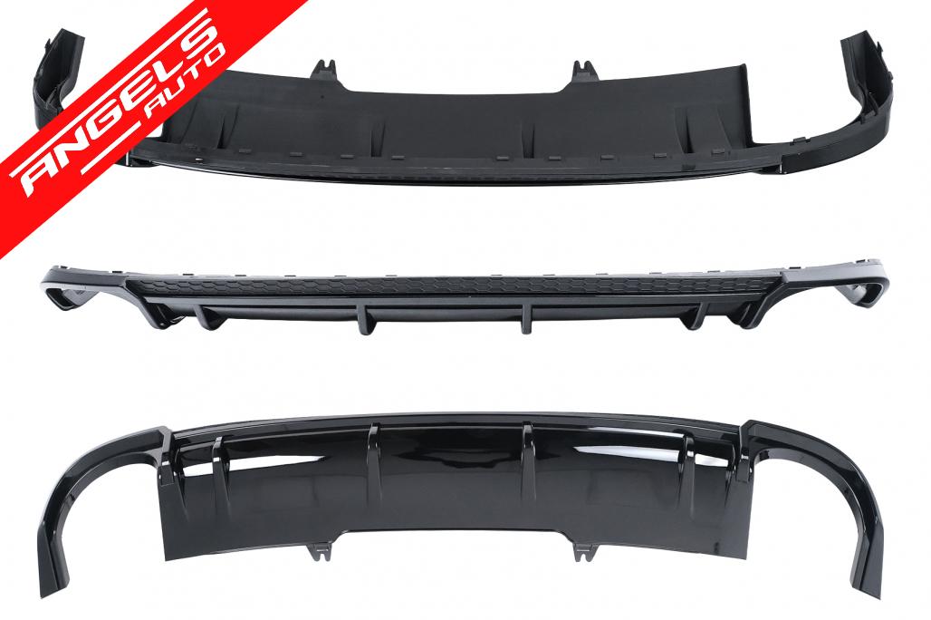 Difuzor Bara Spate si Tobe Evacuare compatibil cu Audi A4 B9 8W (2016-2018) Sedan Avant RS4 Design Negru - imagine 5