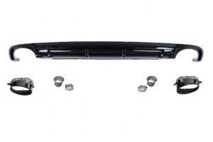 Difuzor Bara Spate si Tobe Evacuare compatibil cu Audi A4 B9 8W (2016-2018) Sedan Avant RS4 Design Negru