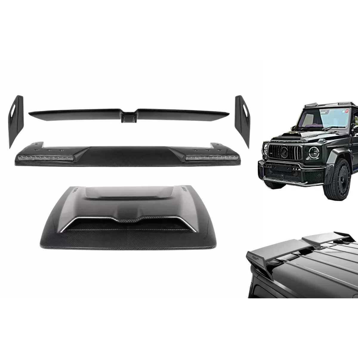 Pachet Accesorii Exterior Ornament Capota Eleron compatibil cu Mercedes G-Class W465 2024-up Dry Carbon B-Design - imagine 2