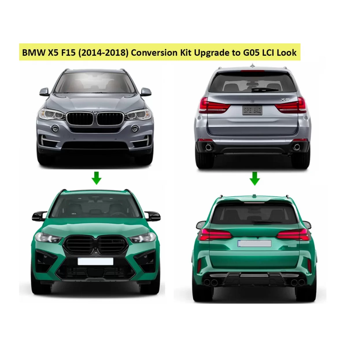 Pachet Exterior Complet compatibil cu BMW X5 F15 (2013-2018) Conversie la G05 LCI M Design - imagine 12